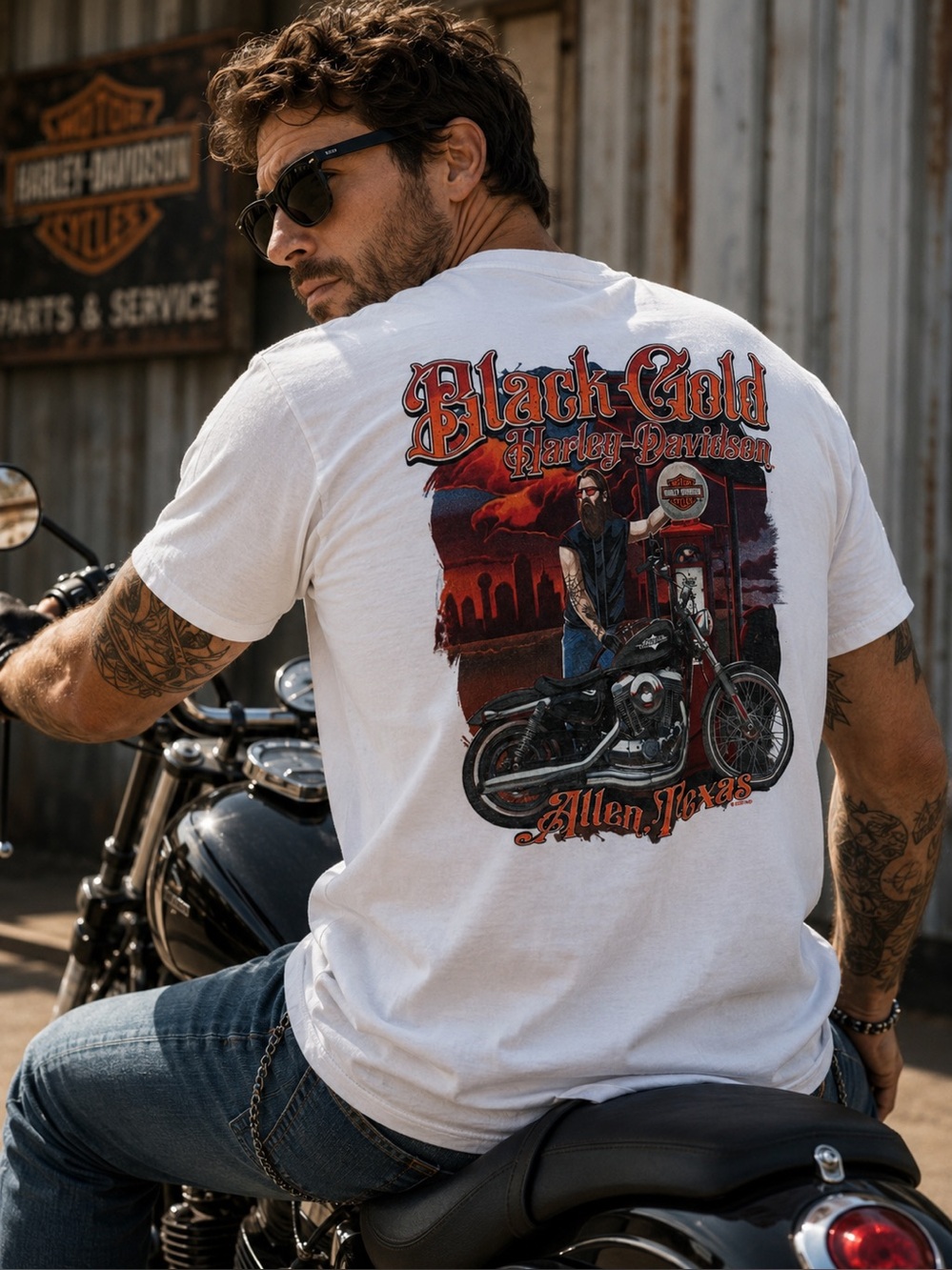 Harley-Davidson Black Gold Allen Texas Graphic Tee 3XL NWT Motorcycle Shirt